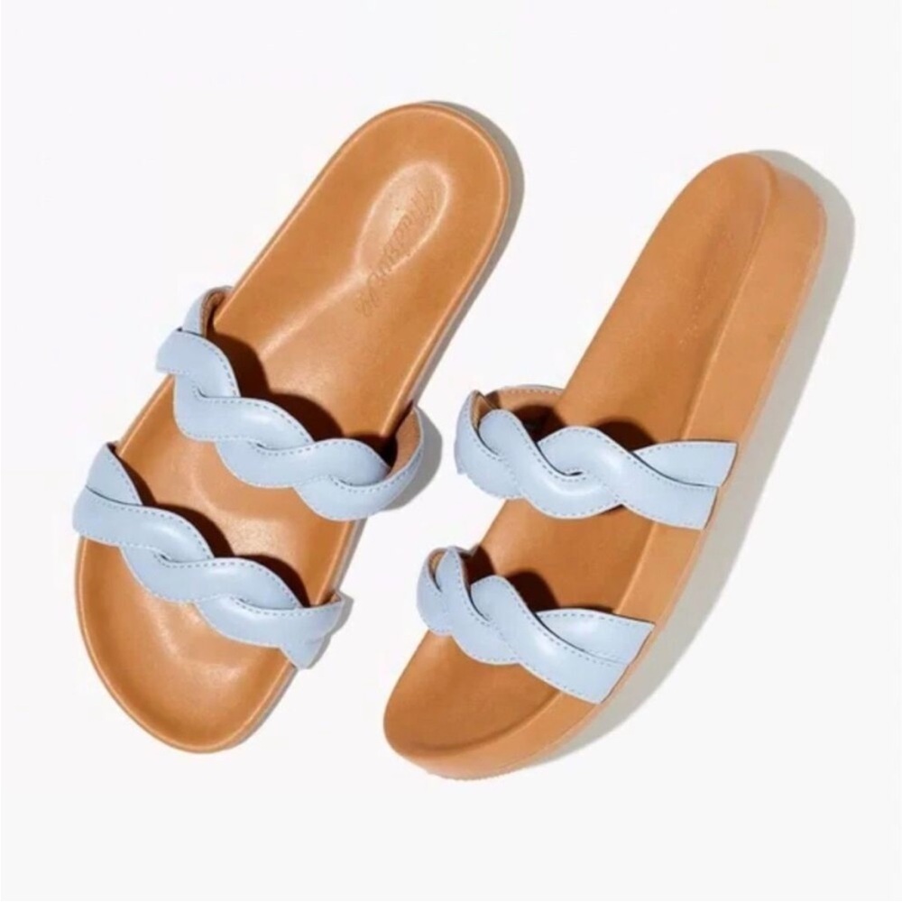 Madewell Walker Slide Sandal Blue Scallop Twisted Strap 8.5